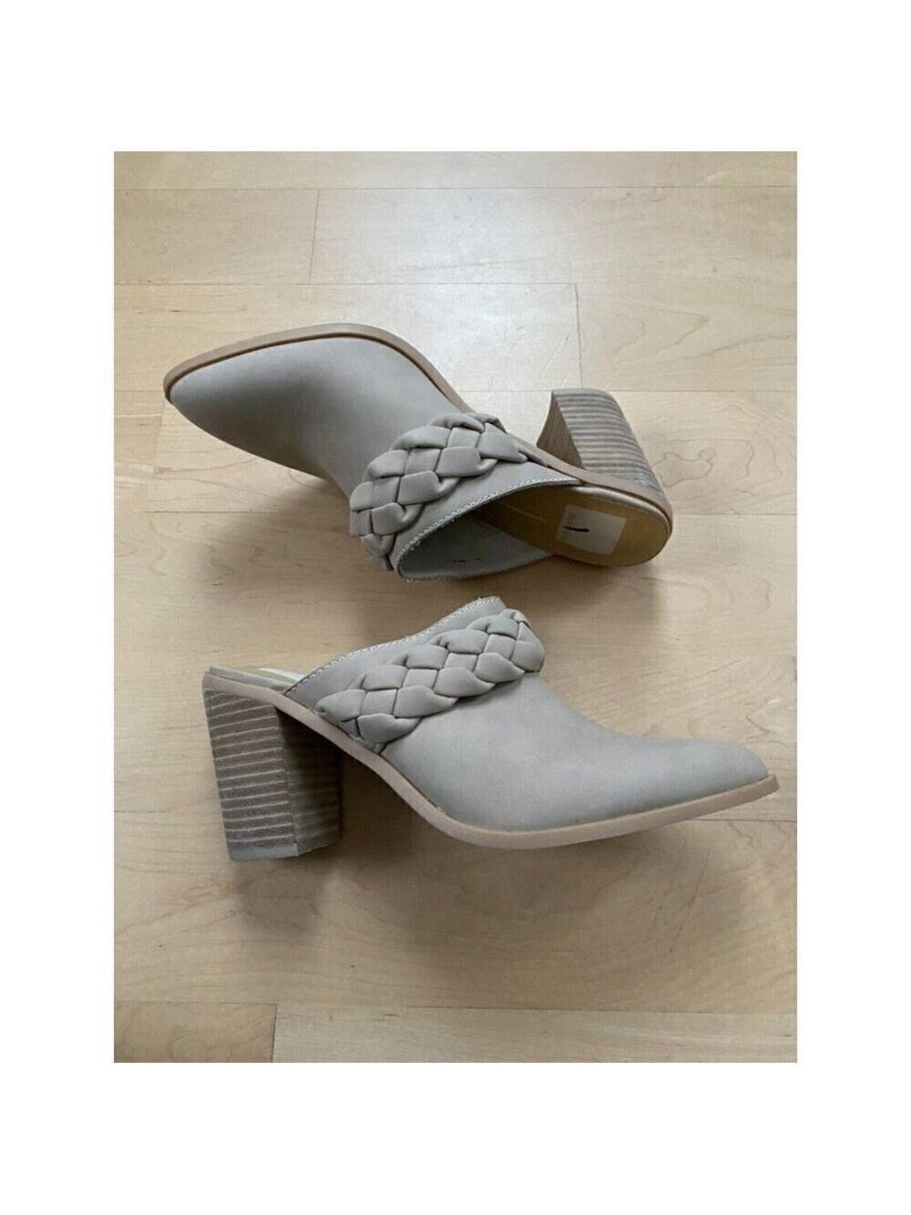 DOLCE Vita "Ronna" Bnwot Block Heel Mule Beige New Braided